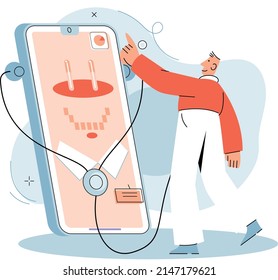 Online medical services mobile app, consultation and prescription medicine, diagnostics, professional doctor connecting and giving consultation for patient, telemedicine metaphor, health care program