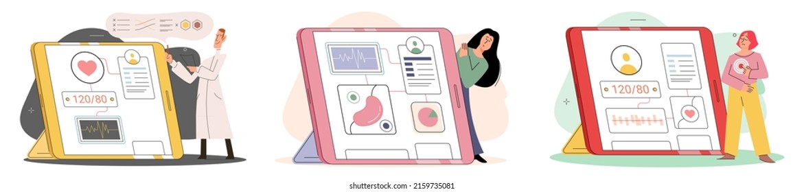 Online medical services mobile app, consultation and prescription medicine, diagnostics, professional doctor connecting and giving consultation for patient, telemedicine metaphor, health care program
