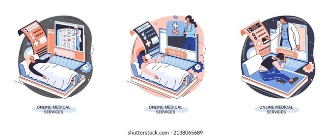 Online medical services mobile application consultation and prescription medicine professional doctor connecting and giving consultation for patient, telemedicine concept metaphor, health care program