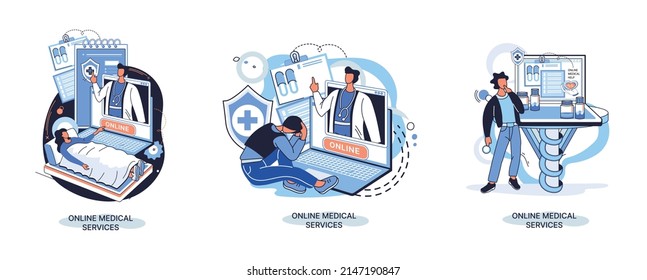 Online medical services mobile application consultation and prescription medicine professional doctor connecting and giving consultation for patient, telemedicine concept metaphor, health care program