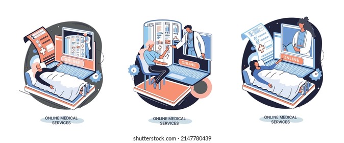 Online medical services mobile application consultation and prescription medicine professional doctor connecting and giving consultation for patient, telemedicine concept metaphor, health care program
