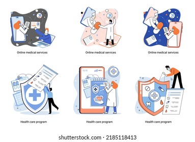 Online medical services mobile application consultation and prescription medicine professional doctor connecting and giving consultation for patient, telemedicine concept metaphor, health care program