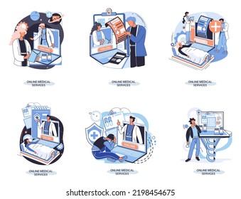 Online medical services mobile application consultation and prescription medicine professional doctor connecting and giving consultation for patient, telemedicine concept metaphor, health care program