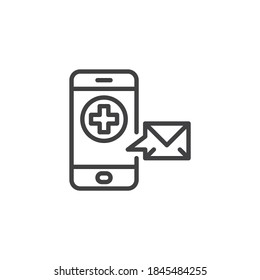 Online medical support line icon. linear style sign for mobile concept and web design. Medical consultation message outline vector icon. Symbol, logo illustration. Vector graphics