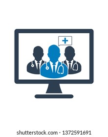 Online Medical Team Icon. Flat style vector EPS. 