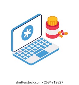 Online Medication   Isometric Vector Illustration 