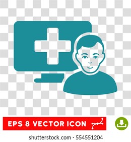 Online Medicine EPS vector icon. Illustration style is flat iconic soft blue symbol on chess transparent background.