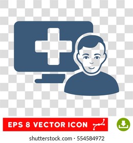 Online Medicine EPS vector icon. Illustration style is flat iconic blue symbol on chess transparent background.