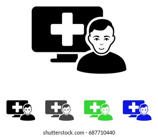 Online Medicine flat vector pictogram. Colored online medicine gray, black, blue, green pictogram versions. Flat icon style for application design.