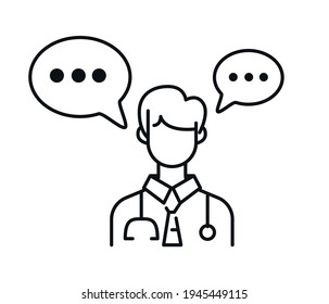 Online medicine, healthcare consulting line icon concept. flat vector symbol, sign, outline drawing.
