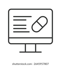 Online medicine, icon in line design. Online-medicine, digital-pharmacy, e-pharmacy, medicine-app on white background vector. Online medicine, editable stroke icon