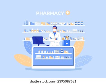 Online Medicine Ordering: Explore Expert Consultation for Medication Selection. Flat Design Concept for Healthcare Website. Doctor consultation web 