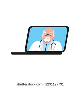 Online medicine reception. Notebook doctor. Health care on Internet.