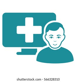 Online Medicine vector icon. Flat soft blue symbol. Pictogram is isolated on a white background. Designed for web and software interfaces.