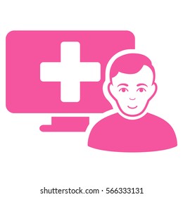 Online Medicine vector icon. Flat pink symbol. Pictogram is isolated on a white background. Designed for web and software interfaces.