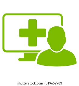 Online Medicine vector icon. Style is flat symbol, eco green color, rounded angles, white background.
