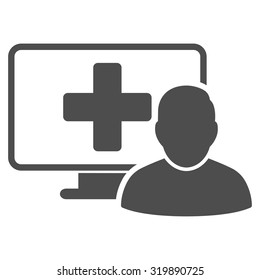 Online Medicine vector icon. Style is flat symbol, gray color, rounded angles, white background.