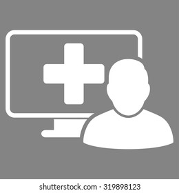 Online Medicine vector icon. Style is flat symbol, white color, rounded angles, gray background.