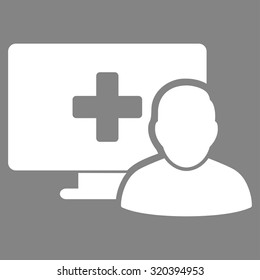 Online Medicine vector icon. Style is flat symbol, white color, rounded angles, gray background.