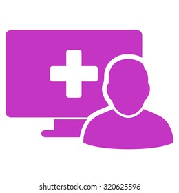 Online Medicine vector icon. Style is flat symbol, violet color, rounded angles, white background.