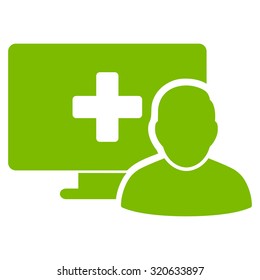 Online Medicine vector icon. Style is flat symbol, eco green color, rounded angles, white background.