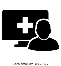 Online Medicine vector icon. Style is flat symbol, black color, rounded angles, white background.