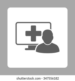 Online Medicine vector icon. Style is flat rounded square button, dark gray and white colors, silver background.