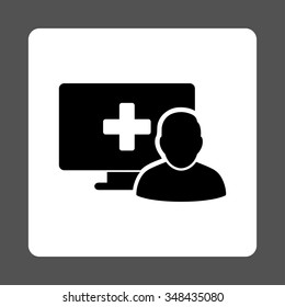 Online Medicine vector icon. Style is flat rounded square button, black and white colors, gray background.