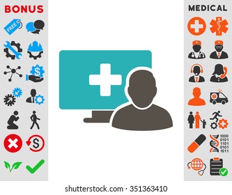 Online Medicine vector icon. Style is bicolor flat symbol, grey and cyan colors, rounded angles, white background.