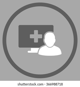 Online Medicine vector icon. Style is bicolor flat circled symbol, dark gray and white colors, rounded angles, silver background.
