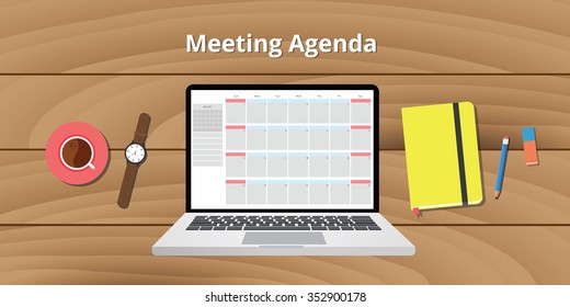online meeting agenda calendar notebook notes watch - Powered by Shutterstock - Get 15% off with code: PIKWIZARD15