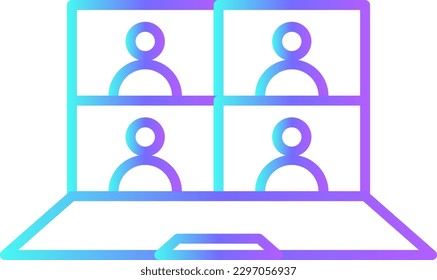 ONLINE MEETING Business people icon with blue duotone style. chat, computer, video, communication, webinar, conference, media. Vector illustration