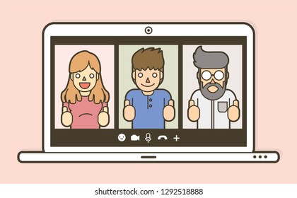 Online meeting, Chat online, Social media graphic vector