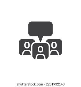 Online meeting chat vector icon. filled flat sign for mobile concept and web design. Group of people and speech bubble glyph icon. Symbol, logo illustration. Vector graphics