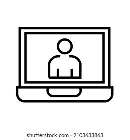 online meeting or class icon design via laptop