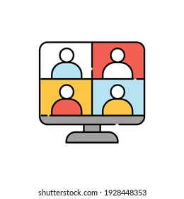 Online meeting color line icon. Pictogram for web page, mobile app, promo. UI UX GUI design element. Editable stroke.