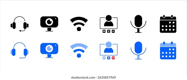 Online Meeting and Communication Icon Set