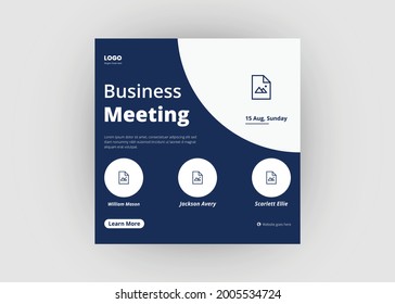 Online meeting conference social media post. Webinar social media post template. Conference flyer poster leaflet template.