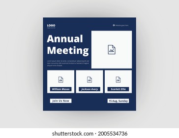 Online meeting conference social media post. Webinar social media post template. Conference flyer poster leaflet template.