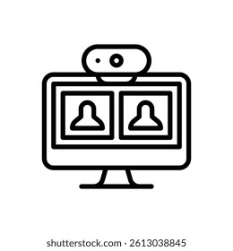 Online meeting. Editable stroke vector icon.