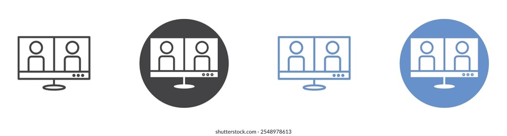 Online meeting icon flat line symbol set.