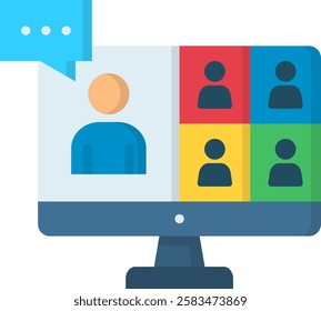 Online Meeting Icon Flat Vector Illustration