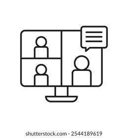 Icono de reunión en línea. Icono de Vector aislado.