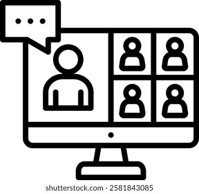 Online Meeting Icon Line Vector Illustration