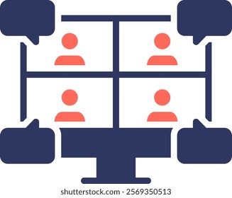 Online Meeting Icon Mixed Vector Illustration