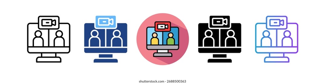 Online Meeting Icon Multiple Vector Illustration