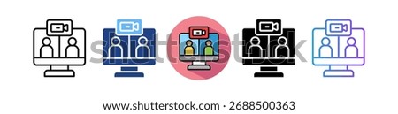 Online Meeting Icon Multiple Vector Illustration