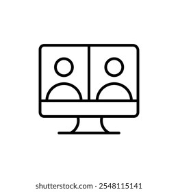 Online meeting icon Outline set in black and white color