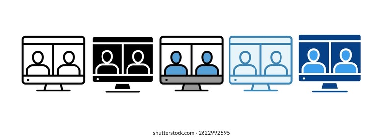Online Meeting Icon Set Multiple Style Collection