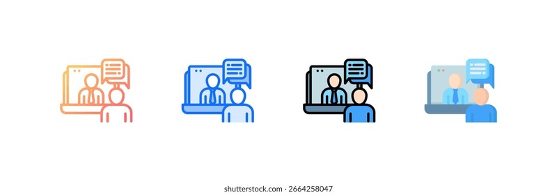 Conjunto de iconos de reunión en línea colección de varios estilos